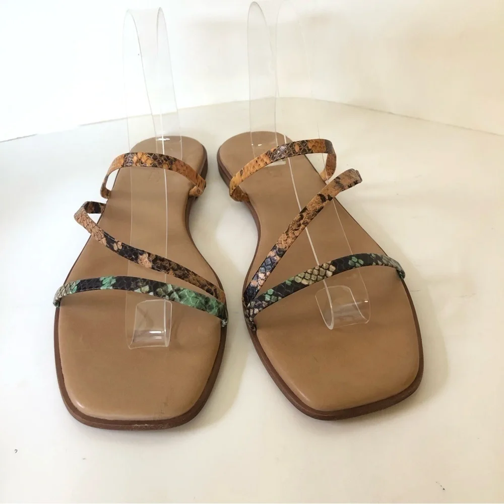 Madewell The Lyra Slide Sandal in Snake Embossed Leather Straps Size 10